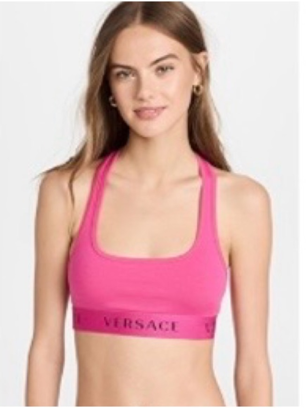Versace Hot Pink Logo Elastic Sports Bralette